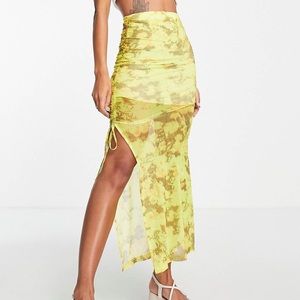 ASOS yellow midi/asymmetrical skirt